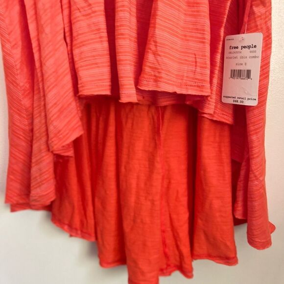 FREE PEOPLE Turn it up Stripes High Low Tank Top In Scarlet.Size S - Picture 8 of 15
